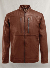 THUNDER STORM TAN BIKER LEATHER JACKET