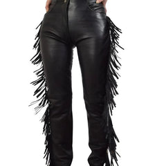 VINTAGE NORTH BEACH LEATHER FRINGE LEATHER PANTS