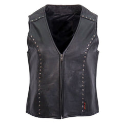 STUDDED BLACK LEATHER BIKER VEST