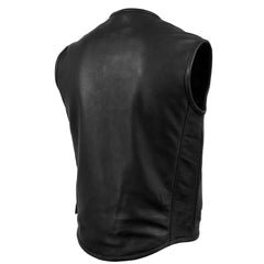 Men's Black Premium Leather Vest - Club Style Vest!