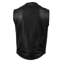 Men's Black Premium Leather Vest - Club Style Vest!