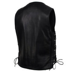 Men's Black Steerhide Motorcycle Leather Vest