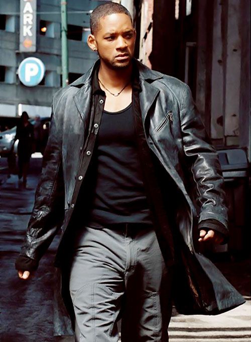 WILL SMITH I ROBOT LEATHER LONG COAT