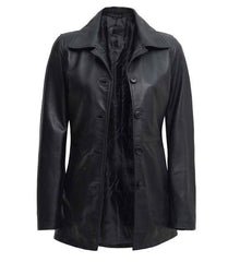 Black Leather Car Coat Womens