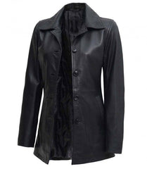 Black Leather Car Coat Womens