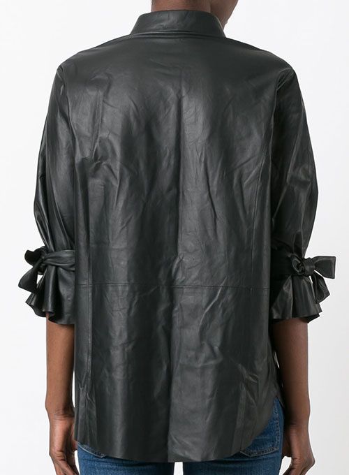 WOMEN LEATHER SHIRT BLACK