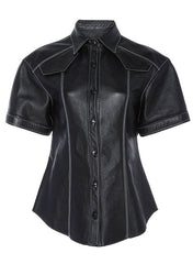 LEATHER SHIRT HALF SLEEVES