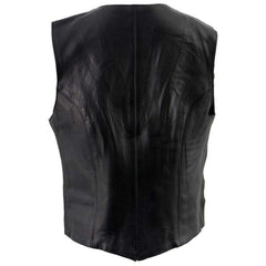 WOMEN'S CLASSIC BLACK LEATHER VEST