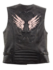 MOTORCYCLE STYLE BLACK LEATHER BIKER VEST