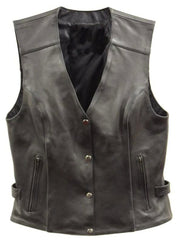 BLACK AND PINK STUDDED LEATHER VEST